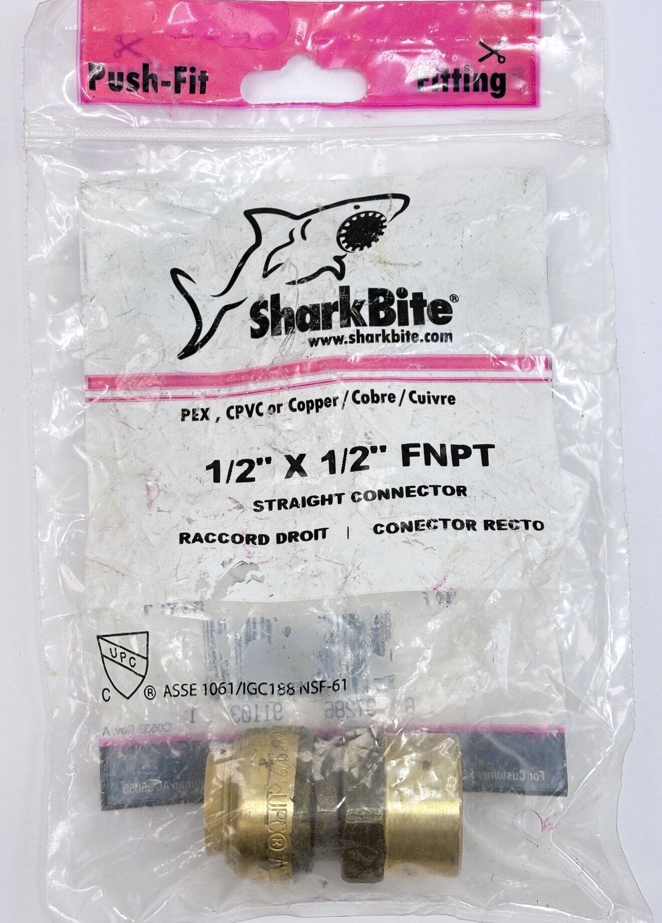 U072A 1/2 × 1/2 FNPT Straight Connector SharkBite