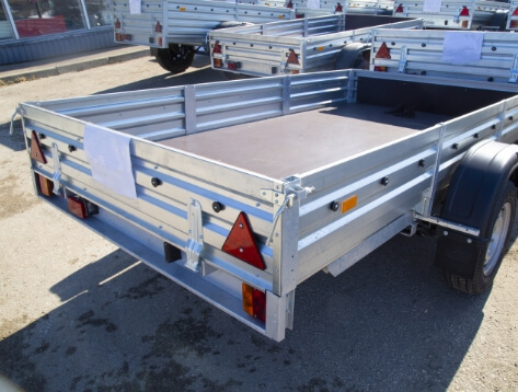 Newly constructed single axle trailer made out of metal
